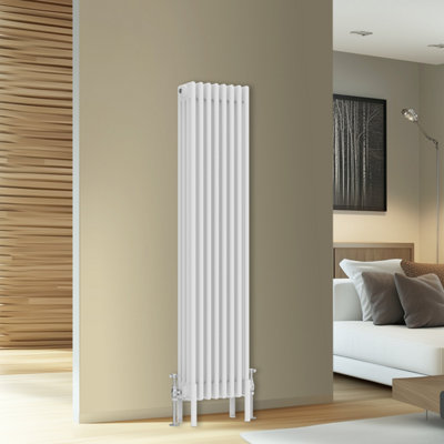 Rinse Bathrooms Traditional Cast Iron Style 4 Colomn Column Vertical Radiator White 1500 X 380mm from B&Q