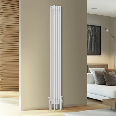 Rinse Bathrooms Traditional Cast Iron Style 4 Colomn Column Vertical Radiator White 1800 X 200mm from B&Q