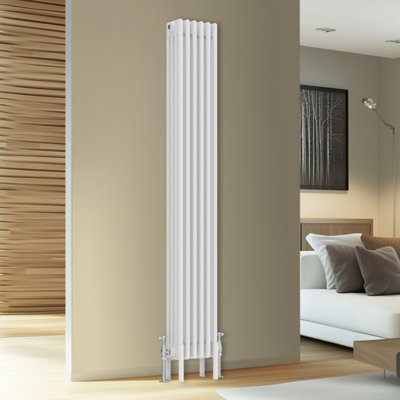 Rinse Bathrooms Traditional Cast Iron Style 4 Colomn Column Vertical Radiator White 1800 X 290mm from B&Q