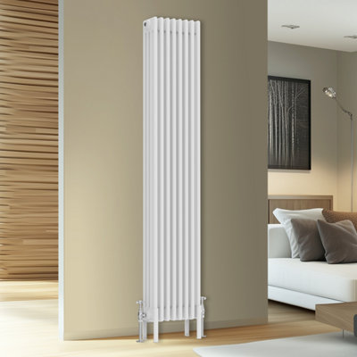 B&Q -  Traditional Cast Iron Style 4 Colomn Column Vertical Radiator White 1800 X 380mm