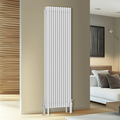 Rinse Bathrooms Traditional Cast Iron Style 4 Colomn Column Vertical Radiator White 1800 X 560mm from B&Q