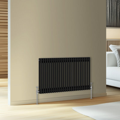 Rinse Bathrooms Traditional Cast Iron Style Double Column Horizontal Radiator Black 600 X 1190mm from B&Q
