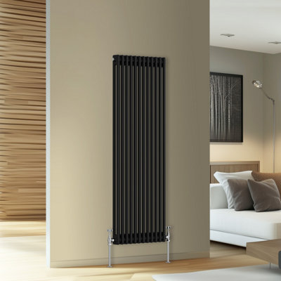 Rinse Bathrooms Traditional Cast Iron Style Double Column Vertical Radiator Black 1500 X 560mm from B&Q