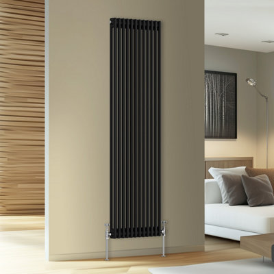 Rinse Bathrooms Traditional Cast Iron Style Double Column Vertical Radiator Black 1800 X 560mm from B&Q