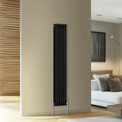 Rinse Bathrooms Traditional Cast Iron Style Triple Column Vertical Radiator Black 1500 X 292mm from B&Q