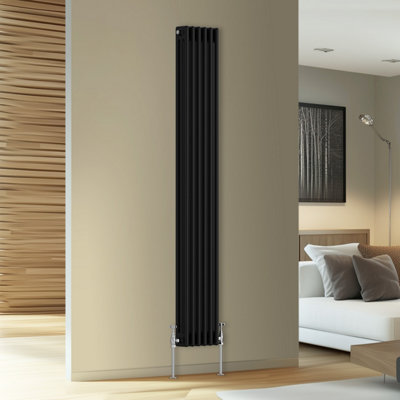 Rinse Bathrooms Traditional Cast Iron Style Triple Column Vertical Radiator Black 1800 X 292mm from B&Q