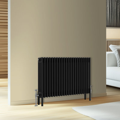 Rinse Bathrooms Traditional Cast Iron Style 4 Colomn Column Horizontal Radiator Black 600 X 1010mm from B&Q