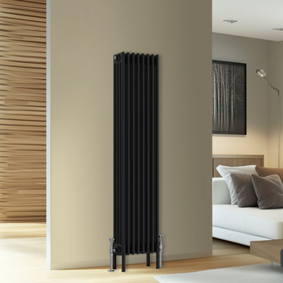 Rinse Bathrooms Traditional Cast Iron Style 4 Colomn Column Vertical Radiator Black 1500 X 380mm from B&Q