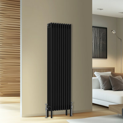 Rinse Bathrooms Traditional Cast Iron Style 4 Colomn Column Vertical Radiator Black 1500 X 470mm from B&Q