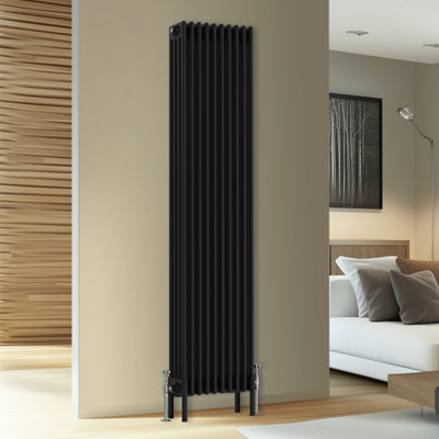 Rinse Bathrooms Traditional Cast Iron Style 4 Colomn Column Vertical Radiator Black 1800 X 470mm from B&Q
