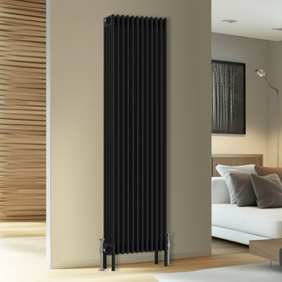 Rinse Bathrooms Traditional Cast Iron Style 4 Colomn Column Vertical Radiator Black 1800 X 560mm from B&Q