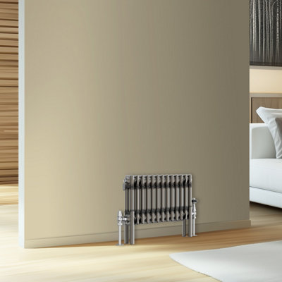 Rinse Bathrooms Traditional Cast Iron Style Double Column Horizontal Radiator Raw Metal 300 X 605mm from B&Q