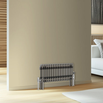 Rinse Bathrooms Traditional Cast Iron Style Double Column Horizontal Radiator Raw Metal 300 X 830mm from B&Q
