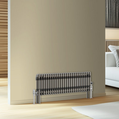 Rinse Bathrooms Traditional Cast Iron Style Double Column Horizontal Radiator Raw Metal 300 X 1190mm from B&Q