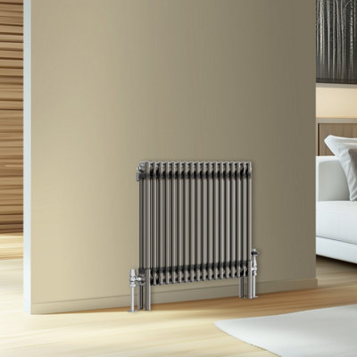 Rinse Bathrooms Traditional Cast Iron Style Double Column Horizontal Radiator Raw Metal 600 X 830mm from B&Q