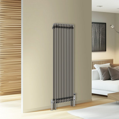 Rinse Bathrooms Traditional Cast Iron Style Double Column Vertical Radiator Raw Metal 1500 X 560mm from B&Q