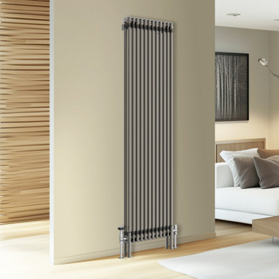 Rinse Bathrooms Traditional Cast Iron Style Double Column Vertical Radiator Raw Metal 1800 X 560mm from B&Q