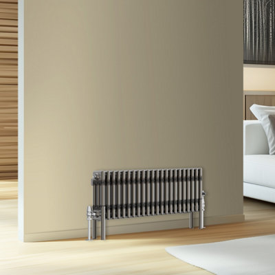 Rinse Bathrooms Traditional Cast Iron Style Triple Column Horizontal Radiator Raw Metal 300 X 1012mm from B&Q