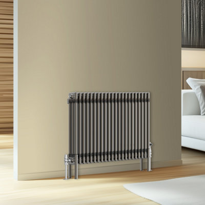 Rinse Bathrooms Traditional Cast Iron Style Triple Column Horizontal Radiator Raw Metal 600 X 1012mm from B&Q