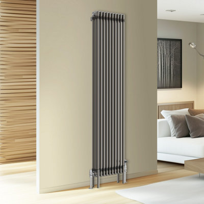 Rinse Bathrooms Traditional Cast Iron Style Triple Column Vertical Radiator Raw Metal 1800 X 472mm from B&Q