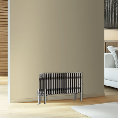 Rinse Bathrooms Traditional Cast Iron Style 4 Colomn Column Horizontal Radiator Raw Metal 300 X 830mm from B&Q