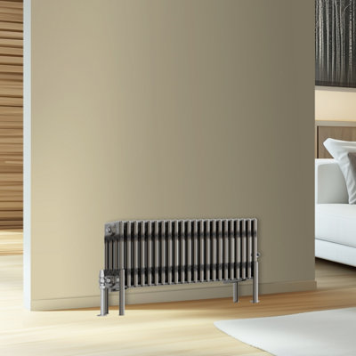 Rinse Bathrooms Traditional Cast Iron Style 4 Colomn Column Horizontal Radiator Raw Metal 300 X 1010mm from B&Q