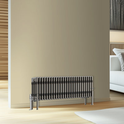 Rinse Bathrooms Traditional Cast Iron Style 4 Colomn Column Horizontal Radiator Raw Metal 300 X 1190mm from B&Q