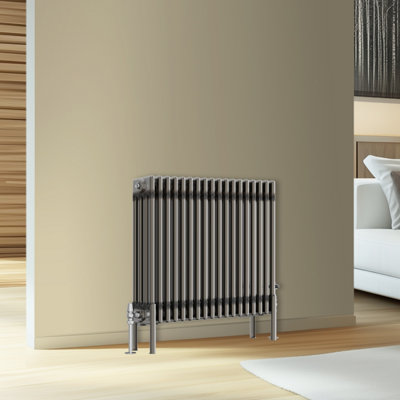 Rinse Bathrooms Traditional Cast Iron Style 4 Colomn Column Horizontal Radiator Raw Metal 600 X 830mm from B&Q