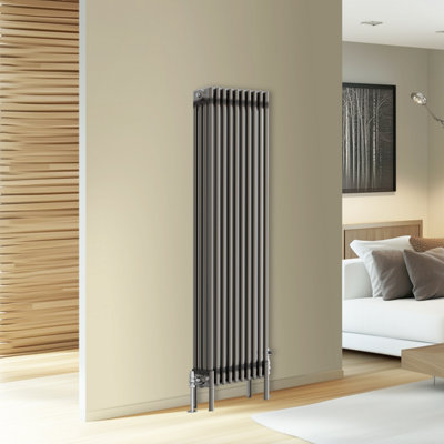 Rinse Bathrooms Traditional Cast Iron Style 4 Colomn Column Vertical Radiator Raw Metal 1500 X 470mm from B&Q