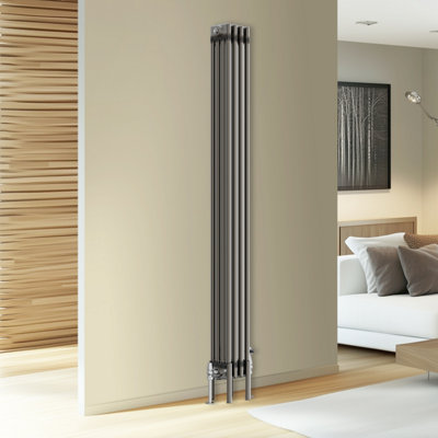 Rinse Bathrooms Traditional Cast Iron Style 4 Colomn Column Vertical Radiator Raw Metal 1800 X 200mm from B&Q