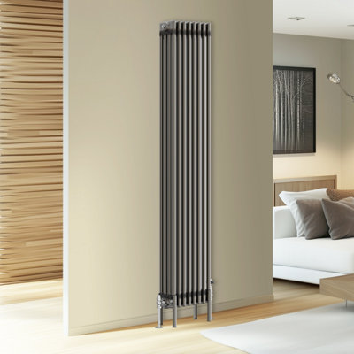 B&Q -  Traditional Cast Iron Style 4 Colomn Column Vertical Radiator Raw Metal 1800 X 380mm