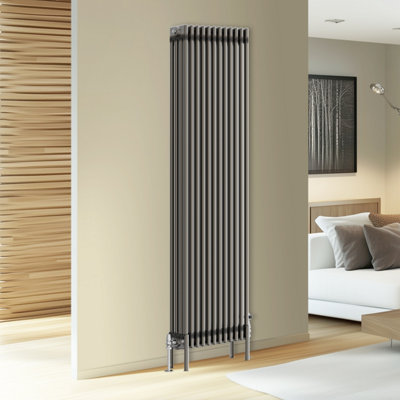 Rinse Bathrooms Traditional Cast Iron Style 4 Colomn Column Vertical Radiator Raw Metal 1800 X 560mm from B&Q