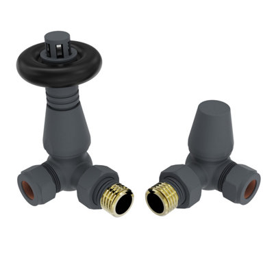 Rinse Bathrooms 15mm Traditional Trv Thermostatic Corner Radiator Valve With Lockshield Valve Anthracite from B&Q