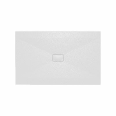 Rinse Bathrooms Smc Slate Effect Shower Enclosure Tray 1600X1000mm Rectangular Wetroom Shower Base White from B&Q