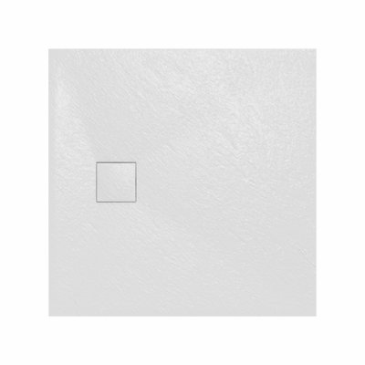 Rinse Bathrooms Smc Slate Effect Shower Enclosure Tray 800X800mm Square Wetroom Shower Base White from B&Q