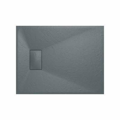 Rinse Bathrooms Smc Slate Effect Shower Enclosure Tray 900X700mm Rectangular Wetroom Shower Base Anthracite from B&Q