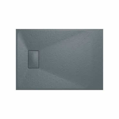 Rinse Bathrooms Smc Slate Effect Shower Enclosure Tray 1000X700mm Rectangular Wetroom Shower Base Anthracite from B&Q