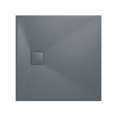 Rinse Bathrooms Smc Slate Effect Shower Enclosure Tray 800X800mm Square Wetroom Shower Base Anthracite from B&Q