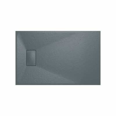 Rinse Bathrooms Smc Slate Effect Shower Enclosure Tray 1100X700mm Rectangular Wetroom Shower Base Anthracite from B&Q