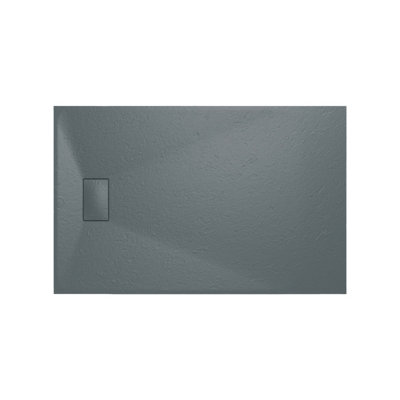 Rinse Bathrooms Smc Slate Effect Shower Enclosure Tray 1400X900mm Rectangular Wetroom Shower Base Anthracite from B&Q