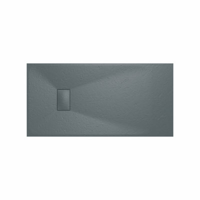 Rinse Bathrooms Smc Slate Effect Shower Enclosure Tray 1400X700mm Rectangular Wetroom Shower Base Anthracite from B&Q