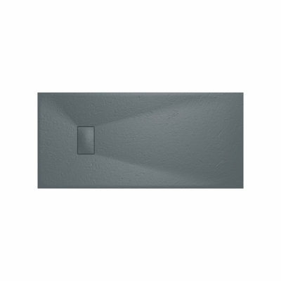 Rinse Bathrooms Smc Slate Effect Shower Enclosure Tray 1500X700mm Rectangular Wetroom Shower Base Anthracite from B&Q