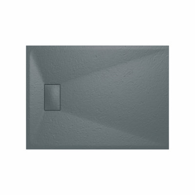Rinse Bathrooms Smc Slate Effect Shower Enclosure Tray 1100X800mm Rectangular Wetroom Shower Base Anthracite from B&Q