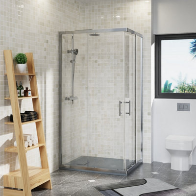 Rinse bathrooms Rinse 1000X800mm Two Sliding Doors Shower Enclosure 6mm Easy Clean Glass Cubicle Chrome With Anthracite Shower Tray Free Waste from B&Q
