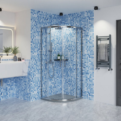 Rinse Bathrooms Rinse Chrome 800X800X1900mm Quadrant Shower Enclosure Cubicle 6mm Glass Sliding Shower Door With Anthracite Shower Tray & Waste