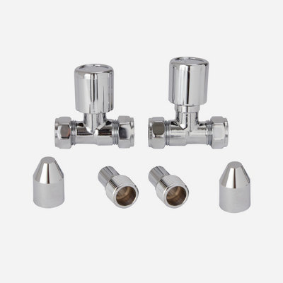 Flomasta Gloss Chrome Effect Straight Manual Radiator Valve (Dia)15mmPack Of 2 from B&Q