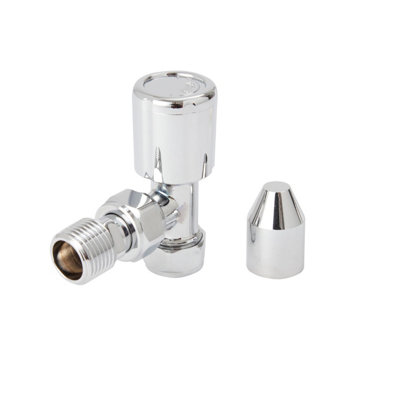 Flomasta Gloss Chrome Effect Angled Manual Radiator Valve (Dia)15mmPack Of 2 from B&Q