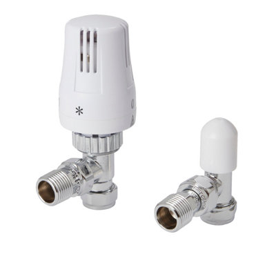 Flomasta Polished Angled Radiator Valve & Lockshield (Dia)15mm X ½" from B&Q
