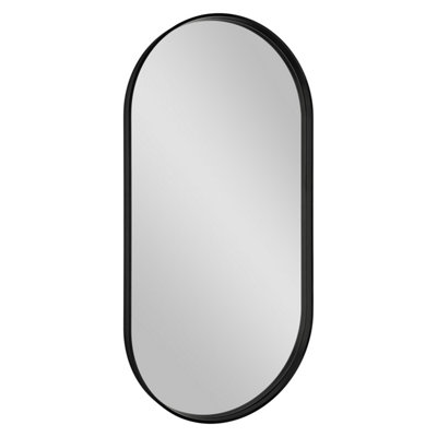 GoodHome Tisa Black Oval Wall-Mounted Bathroom Mirror (H)80Cm (W)40Cm from B&Q
