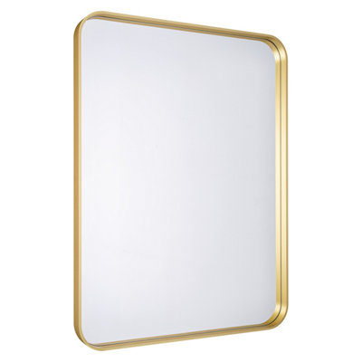 GoodHome Tisa Gold Effect Rectangular Wall-Mounted Bathroom Mirror (H)60Cm (W)80Cm from B&Q